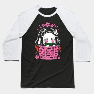 Nezuko Cute Hiding Fanart Baseball T-Shirt